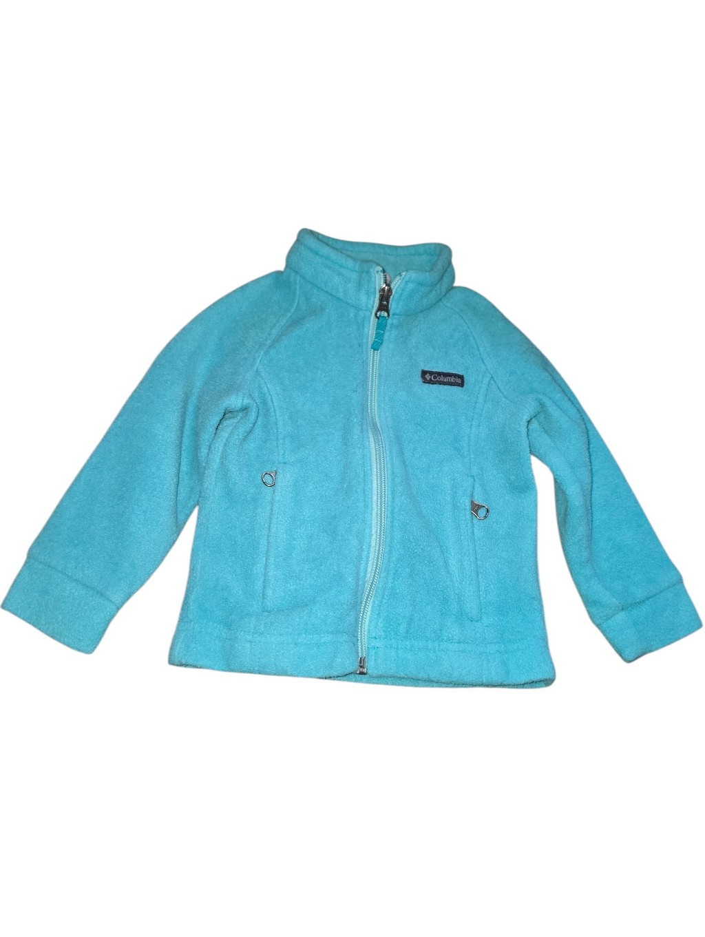 7/6/7.Girls Columbia Turquoise Fleece Zip Jacket — image 2 of 2